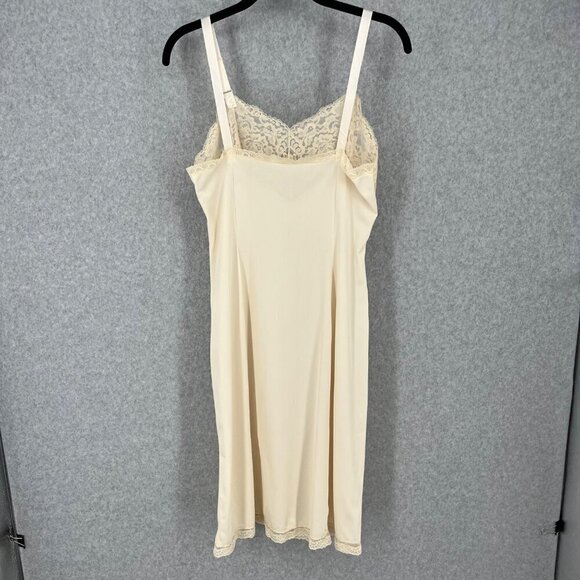 Wonder Woman Vintage Lace Trim Midi Slip Dress Size 34 Cream USA Union Made - Picture 4 of 11